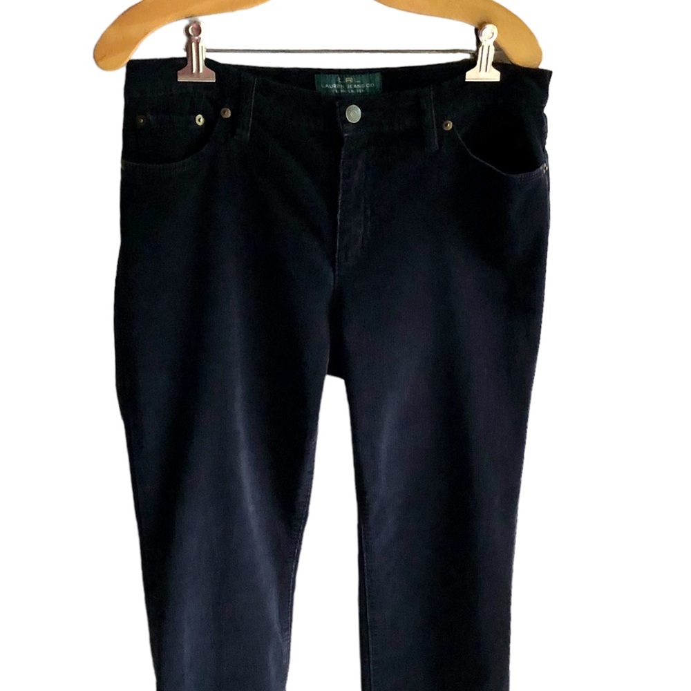 Lauren Ralph Lauren Fine Wale Corduroy Pants. Classic Straight. Black. Size 10 - Picture 11 of 12